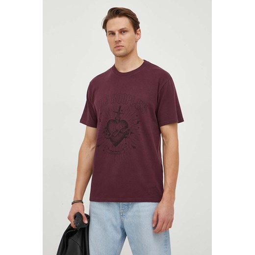 The Kooples t-shirt bawełniany męski kolor bordowy ze sklepu ANSWEAR.com w kategorii T-shirty męskie - zdjęcie 165005020