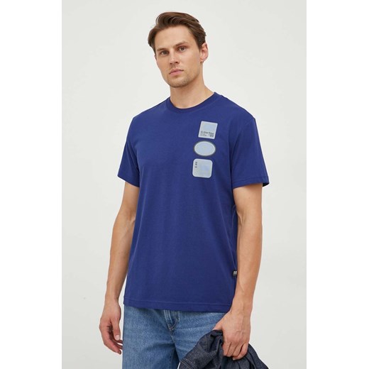G-Star Raw t-shirt bawełniany męski kolor niebieski z nadrukiem ze sklepu ANSWEAR.com w kategorii T-shirty męskie - zdjęcie 165005092