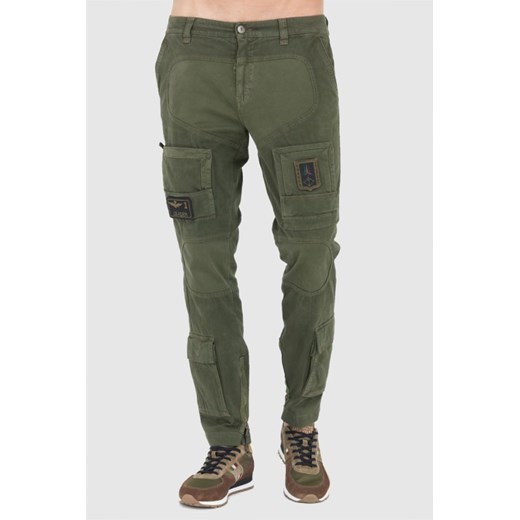 AERONAUTICA MILITARE Zielone spodnie bojówki męskie, Wybierz rozmiar 50 ze sklepu outfit.pl w kategorii Spodnie męskie - zdjęcie 165007041