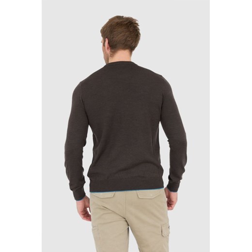 AERONAUTICA MILITARE Brązowy sweter męski z wełny merynosa, Rozmiar 3XL Aeronautica Militare 3XL wyprzedaż outfit.pl