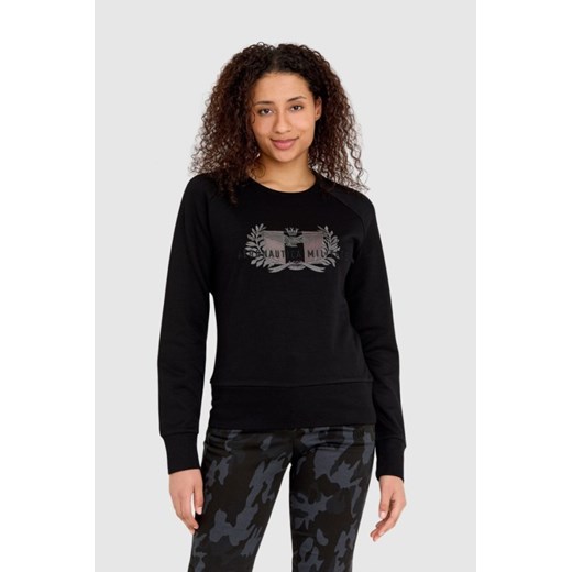 AERONAUTICA MILITARE Czarna bluza damska z dużym haftowanym logo, Rozmiar XS ze sklepu outfit.pl w kategorii Bluzy damskie - zdjęcie 165007123