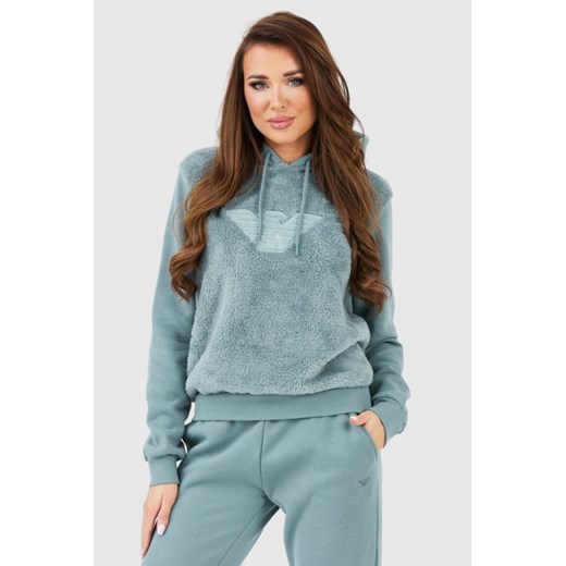 EMPORIO ARMANI Zielona pluszowa bluza damska, Rozmiar XS ze sklepu outfit.pl w kategorii Bluzy damskie - zdjęcie 165007292