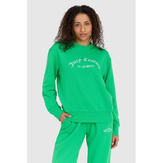 JUICY COUTURE Zielona bluza damska saoirse recycled z haftowanym logo, Wybierz rozmiar XS ze sklepu outfit.pl w kategorii Bluzy damskie - zdjęcie 165007400