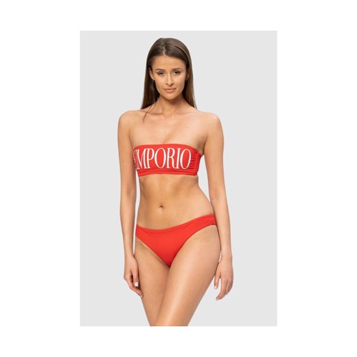 EMPORIO ARMANI Czerwone bikini z białym logo, Wybierz rozmiar M ze sklepu outfit.pl w kategorii Stroje kąpielowe - zdjęcie 165007453