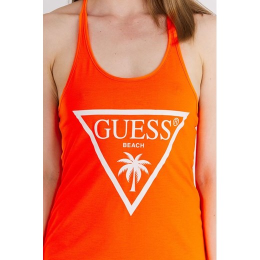 GUESS Pomarańczowa neonowa sukienka z trójkątnym logo, Rozmiar L Guess M promocyjna cena outfit.pl