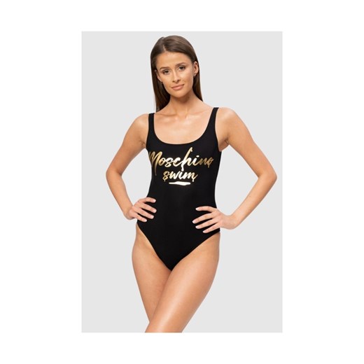 MOSCHINO Czarny strój kąpielowy ze złotym logo, Wybierz rozmiar L ze sklepu outfit.pl w kategorii Stroje kąpielowe - zdjęcie 165007624