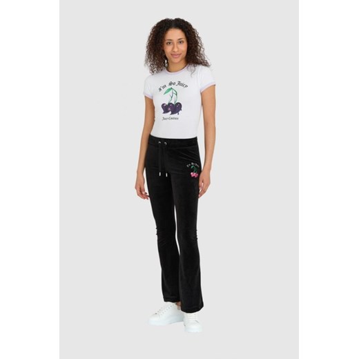 JUICY COUTURE Czarne welurowe spodnie dresowe z haftowanymi wisienkami, Rozmiar Juicy Couture M okazja outfit.pl