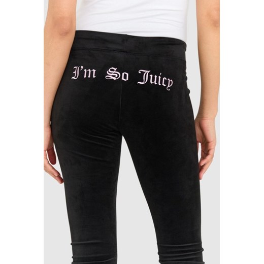 JUICY COUTURE Czarne welurowe spodnie dresowe z haftowanymi wisienkami, Rozmiar Juicy Couture S okazja outfit.pl