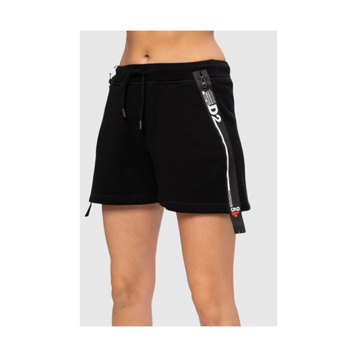 DSQUARED2 Czarne szorty damskie z zamkami, Rozmiar XS ze sklepu outfit.pl w kategorii Szorty - zdjęcie 165008131