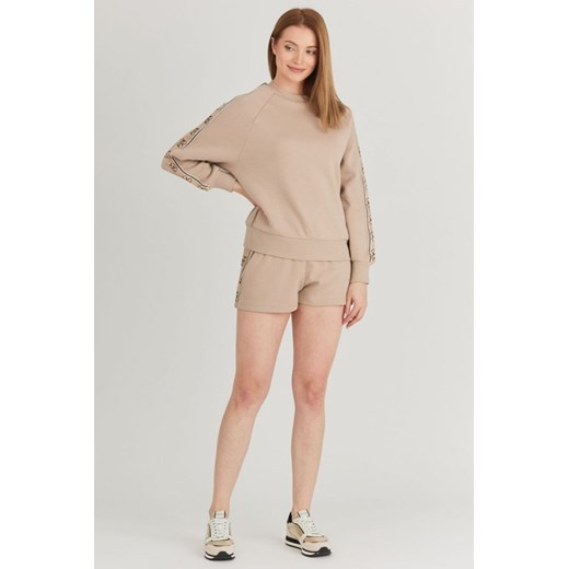 GUESS Beżowe szorty damskie z lampasami w logo, Rozmiar L Guess M promocja outfit.pl