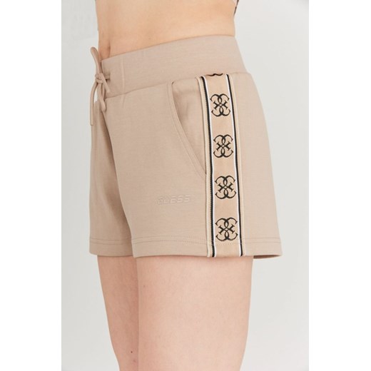 GUESS Beżowe szorty damskie z lampasami w logo, Rozmiar L Guess XS outfit.pl wyprzedaż