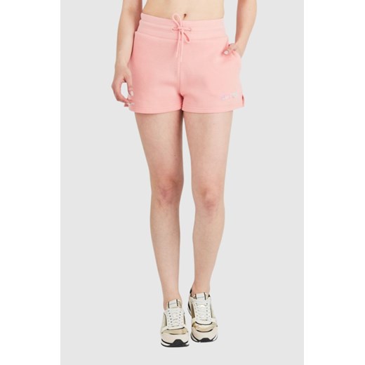 GUESS Brzoskwiniowe szorty damskie z kolorowym logo, Rozmiar L ze sklepu outfit.pl w kategorii Szorty - zdjęcie 165008154