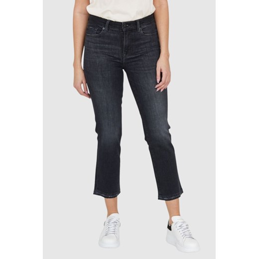 7 FOR ALL MANKIND Czarne jeansy damskie z lekko poszarpanymi nogawkami THE STRAIGHT CROP SLIM ILLUSION SAVAGE, Rozmiar 26 ze sklepu outfit.pl w kategorii Jeansy damskie - zdjęcie 165008251