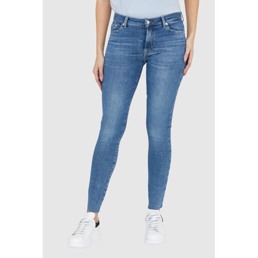 7 FOR ALL MANKIND Niebieskie jeansy z wysokim stanem i poszarpanymi nogawkami HW SKINNY SLIM ILLUSION Stride, Rozmiar 26 ze sklepu outfit.pl w kategorii Jeansy damskie - zdjęcie 165008364