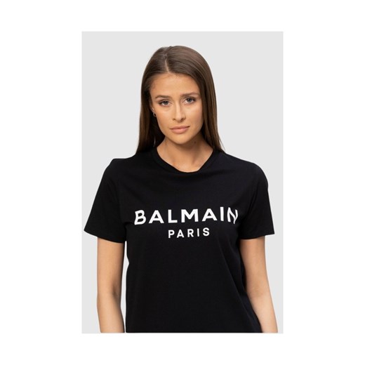 Bluzka damska BALMAIN z krótkim rękawem czarna na wiosnę 