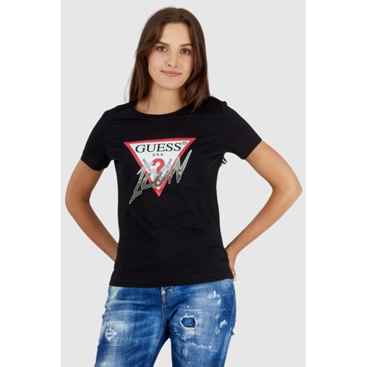 GUESS Czarny t-shirt damski icon, Wybierz rozmiar S ze sklepu outfit.pl w kategorii Bluzki damskie - zdjęcie 165008820