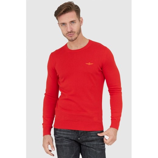 AERONAUTICA MILITARE Czerwony sweter męski, Wybierz rozmiar XXL ze sklepu outfit.pl w kategorii Swetry męskie - zdjęcie 165008872