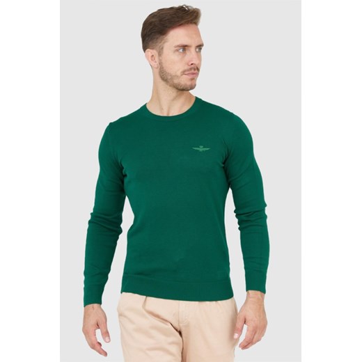 AERONAUTICA MILITARE Zielony sweter męski, Wybierz rozmiar L ze sklepu outfit.pl w kategorii Swetry męskie - zdjęcie 165008913