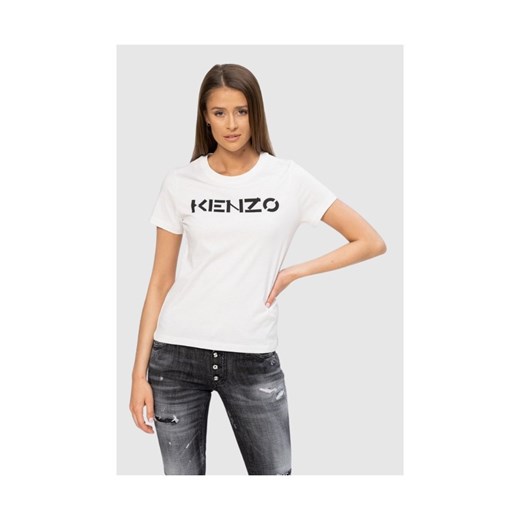 KENZO Biały t-shirt damski z czarnym logo, Wybierz rozmiar S ze sklepu outfit.pl w kategorii Bluzki damskie - zdjęcie 165009230