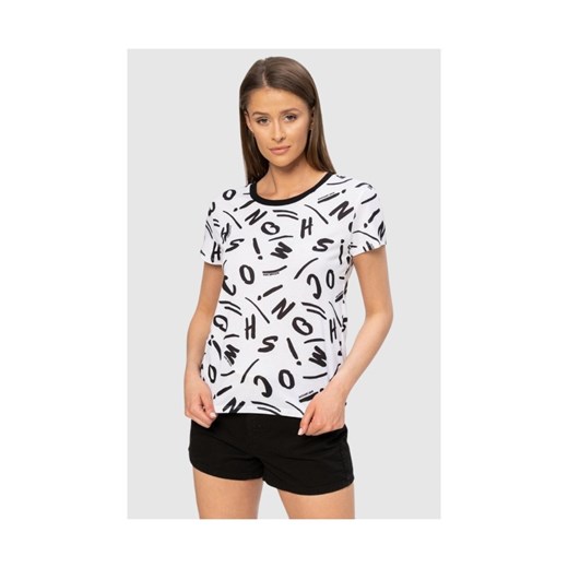 MOSCHINO Biały t-shirt w czarne litery, Wybierz rozmiar S ze sklepu outfit.pl w kategorii Bluzki damskie - zdjęcie 165009294