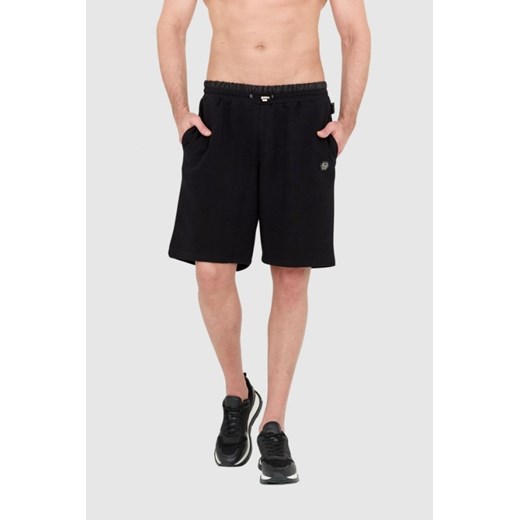 PHILIPP PLEIN Męskie czarne dresowe shorty hexagon, Rozmiar L ze sklepu outfit.pl w kategorii Spodenki męskie - zdjęcie 165009502