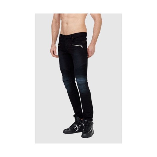 BALMAIN Czarne jeansy męskie z białym logo, Wybierz rozmiar 30 ze sklepu outfit.pl w kategorii Jeansy męskie - zdjęcie 165009733