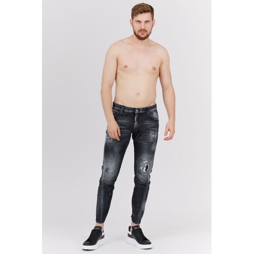 DSQUARED2 Czarne jeansy męskie sexy twist jean, Rozmiar 50 Dsquared2 54 wyprzedaż outfit.pl