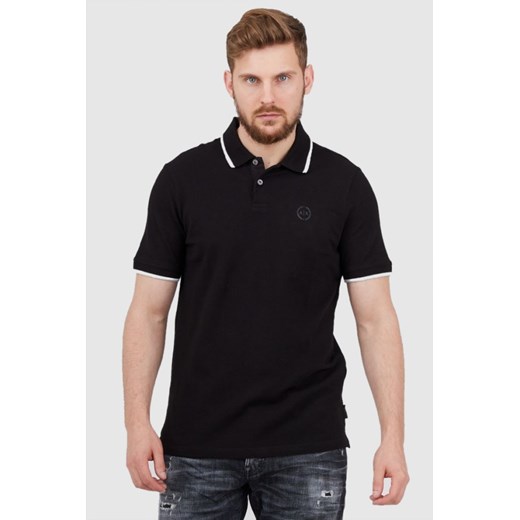 ARMANI EXCHANGE Czarna koszulka polo z okrągłym logo, Wybierz rozmiar M ze sklepu outfit.pl w kategorii T-shirty męskie - zdjęcie 165009860
