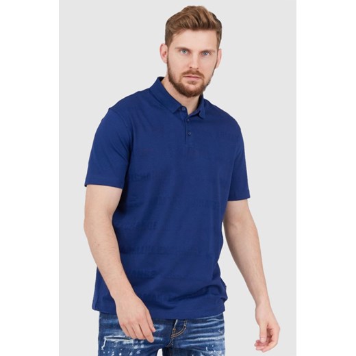 ARMANI EXCHANGE Granatowa męska koszulka polo w logo, Wybierz rozmiar L ze sklepu outfit.pl w kategorii T-shirty męskie - zdjęcie 165009900