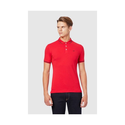 EMPORIO ARMANI Męska, czerwona, koszulka polo, Rozmiar S ze sklepu outfit.pl w kategorii T-shirty męskie - zdjęcie 165010052