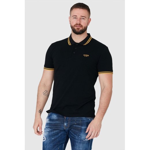GUESS Czarna koszulka polo z wyszywanym logo, Rozmiar S ze sklepu outfit.pl w kategorii T-shirty męskie - zdjęcie 165010124