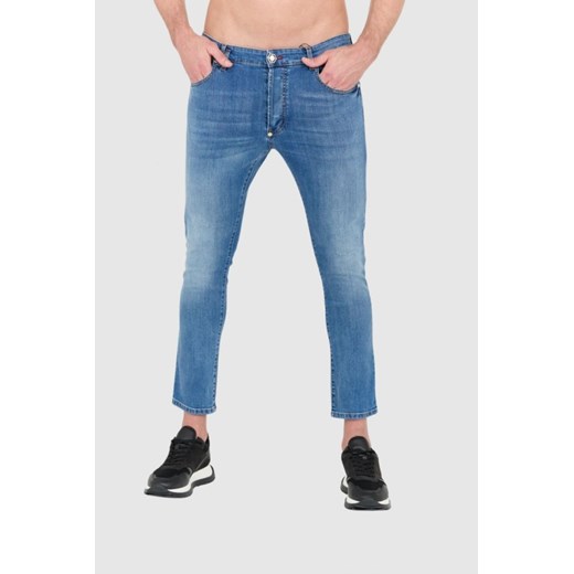 PHILIPP PLEIN Niebieskie męskie jeansy zapinane na guziki, Wybierz rozmiar 32 - M ze sklepu outfit.pl w kategorii Jeansy męskie - zdjęcie 165010144