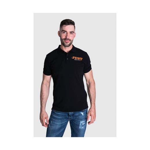 JUST CAVALLI Koszulka polo męska, czarna złoto srebrne logo, Rozmiar XXL ze sklepu outfit.pl w kategorii T-shirty męskie - zdjęcie 165010252