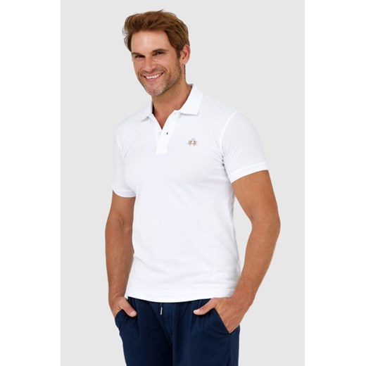 LA MARTINA Biała koszulka polo z małym logo, Wybierz rozmiar 3XL ze sklepu outfit.pl w kategorii T-shirty męskie - zdjęcie 165010280