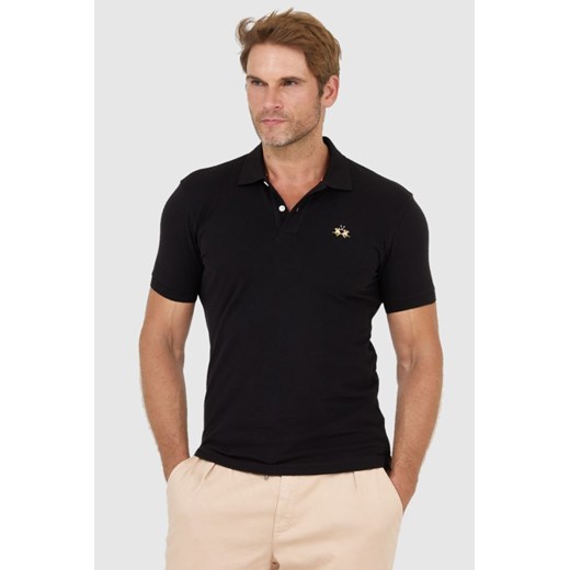 LA MARTINA Czarna koszulka polo z małym logo, Rozmiar XXL ze sklepu outfit.pl w kategorii T-shirty męskie - zdjęcie 165010321