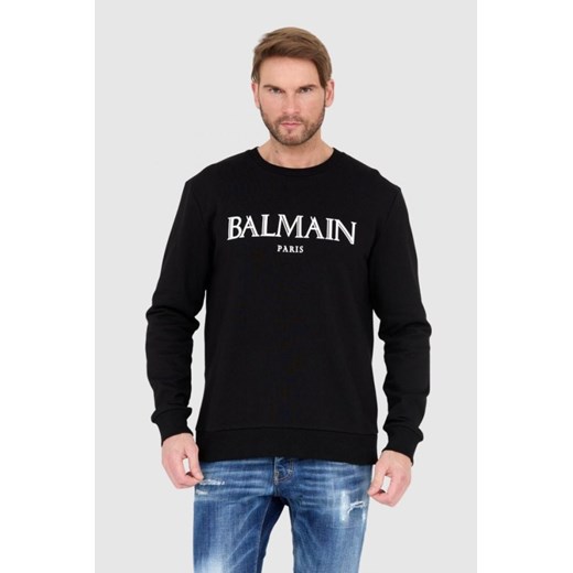 BALMAIN Czarna bluza męska z dużym logo, Wybierz rozmiar S ze sklepu outfit.pl w kategorii Bluzy męskie - zdjęcie 165010512