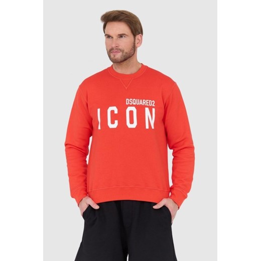 DSQUARED2 Czerwona bluza męska z dużym białym logo icon, Rozmiar S ze sklepu outfit.pl w kategorii Bluzy męskie - zdjęcie 165010680