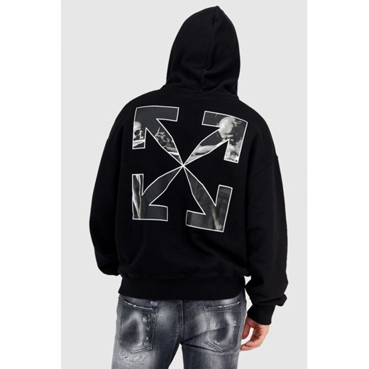 OFF-WHITE Czarna bluza męska z kapturem i nadrukiem, Rozmiar M Off White S okazja outfit.pl