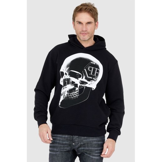 PHILIPP PLEIN Czarna bluza męska z kapturem x-ray skull, Wybierz rozmiar L ze sklepu outfit.pl w kategorii Bluzy męskie - zdjęcie 165011052