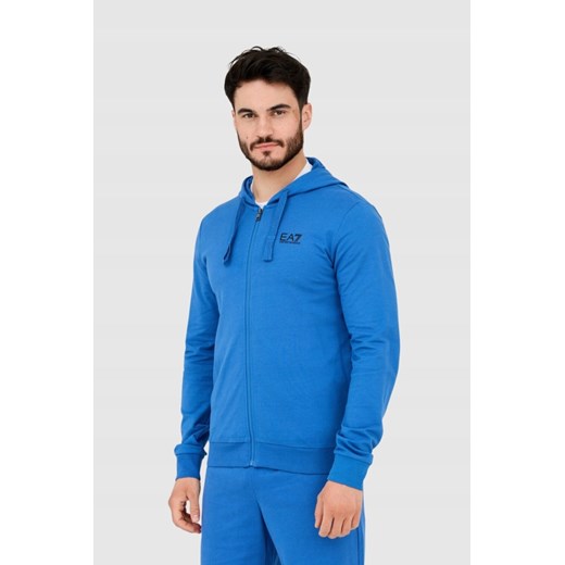 EA7 Niebieska bluza męska z kapturem, Wybierz rozmiar XXL ze sklepu outfit.pl w kategorii Bluzy męskie - zdjęcie 165011261