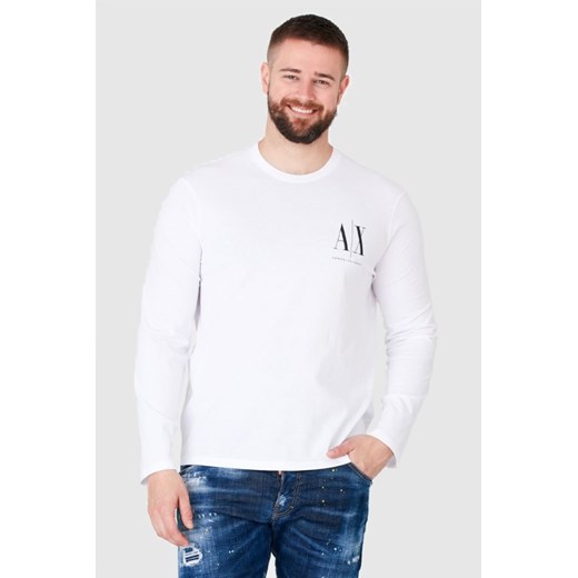 ARMANI EXCHANGE Biały longsleeve męski z małym logo, Rozmiar S ze sklepu outfit.pl w kategorii T-shirty męskie - zdjęcie 165011384