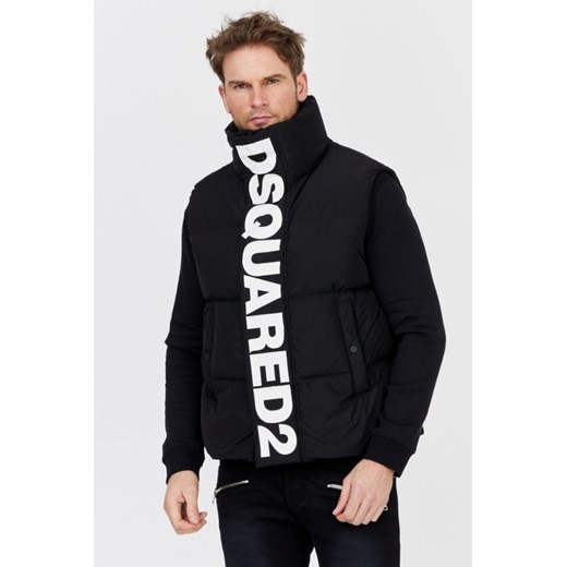 DSQUARED2 Czarny puchowy bezrękawnik z dużym logo, Rozmiar 52 ze sklepu outfit.pl w kategorii Kamizelki męskie - zdjęcie 165011474