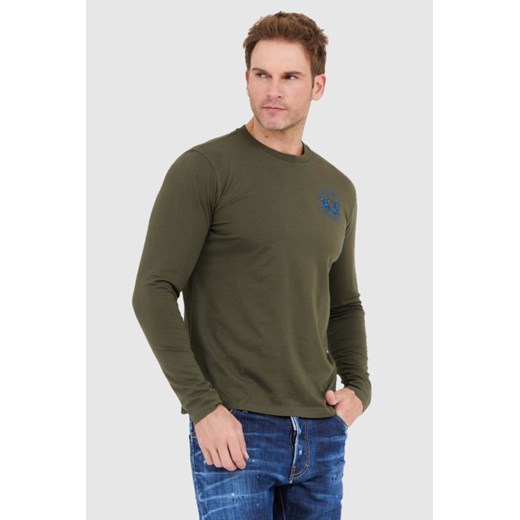 LA MARTINA Zielony longsleeve męski z bawełny, Rozmiar XXL ze sklepu outfit.pl w kategorii T-shirty męskie - zdjęcie 165011541