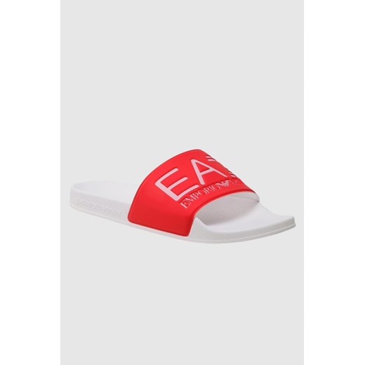 EA7 Koralowo-białe klapki z białym logo, Wybierz rozmiar 40 ze sklepu outfit.pl w kategorii Klapki damskie - zdjęcie 165012210