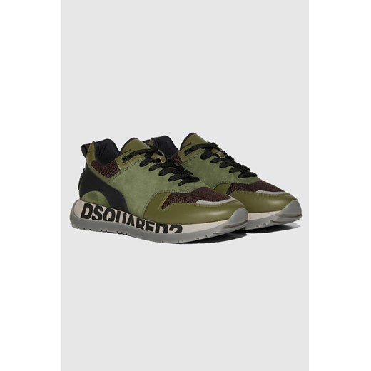 DSQUARED2 Zielone sneakersy z logo na podeszwie, Rozmiar 46 ze sklepu outfit.pl w kategorii Buty sportowe męskie - zdjęcie 165012274