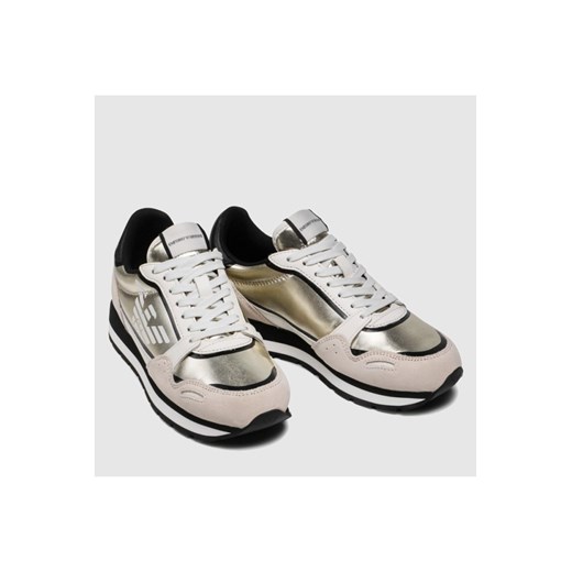 Wielokolorowe buty sportowe damskie Emporio Armani sneakersy wiosenne z zamszu sznurowane 