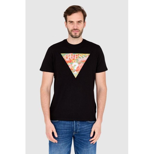 GUESS T-shirt czarny slim fit, Rozmiar S ze sklepu outfit.pl w kategorii T-shirty męskie - zdjęcie 165013574