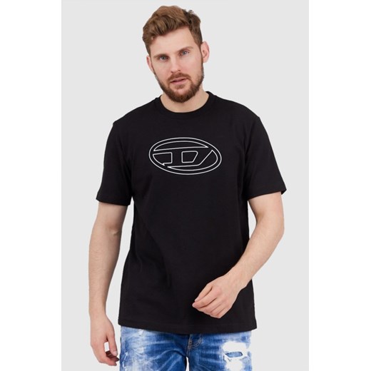 DIESEL Czarny t-shirt męski z wytłaczanym logo, Wybierz rozmiar S ze sklepu outfit.pl w kategorii T-shirty męskie - zdjęcie 165013811