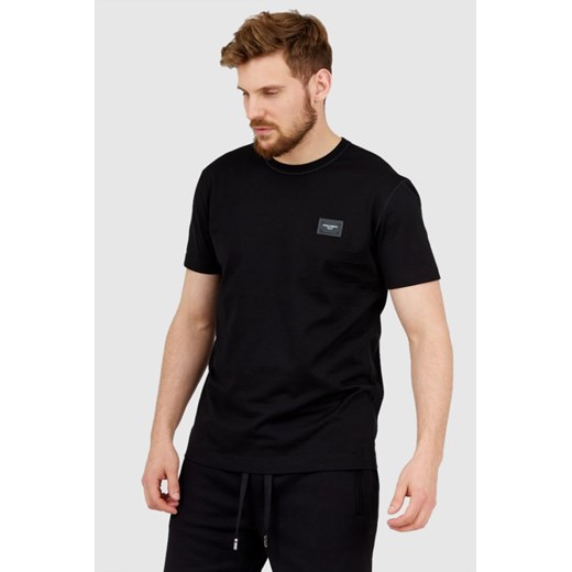 DOLCE & GABBANA Czarny t-shirt męski z aplikacją z logo, Rozmiar 44 ze sklepu outfit.pl w kategorii T-shirty męskie - zdjęcie 165013832