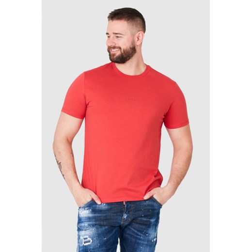 GUESS Czerwony t-shirt męski z aplikacją z logo, Wybierz rozmiar L ze sklepu outfit.pl w kategorii T-shirty męskie - zdjęcie 165014072